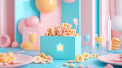 Colorful snack box filled with fun treats.