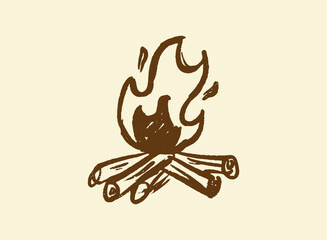 Illustration of an Vintage Handdrawn Camping Bonfire