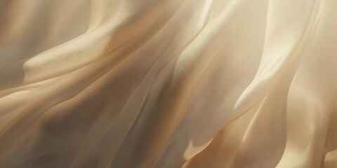Obraz premium Soft golden fabric with delicate folds and flowing textures, illuminated by gentle light, creating an elegant and serene atmosphere