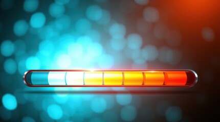 Progress bar showing a process in progress against an abstract gradient background with bokeh effect.