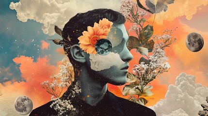 Surreal portrait blending nature and human essence.