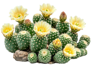 Beautiful yellow-flowered cactus in full bloom, showcasing unique shapes and colors.