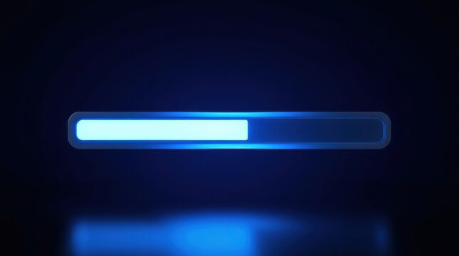 Blue Loading Bar: Progress indicator with a neon-style light, showing a state of ongoing activity.