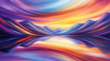 Obraz premium Scenic Sunset over Mountains with Vibrant Reflections