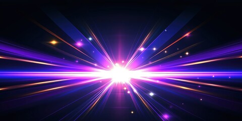 Fototapeta premium Abstract futuristic glowing blue neon light lines with speed motion moving on dark blue background.