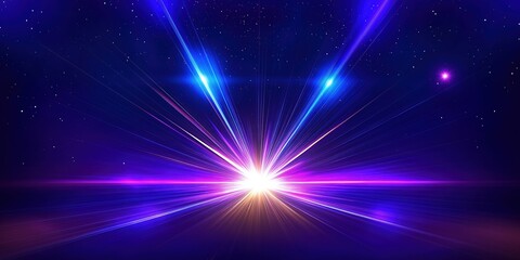 Fototapeta premium Abstract futuristic glowing blue neon light lines with speed motion moving on dark blue background.