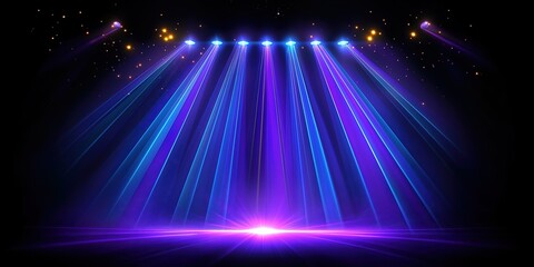 Abstract futuristic glowing blue neon light lines with speed motion moving on dark blue background.