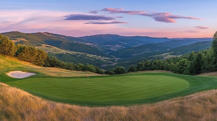 Obraz premium Serene Mountain Landscape at Sunset with Soft Lighting