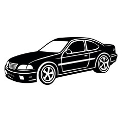 A classy Private Car black silhouette with white background vector