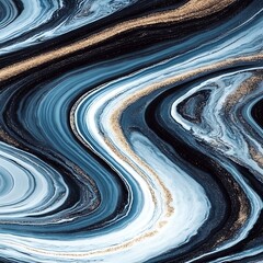 Swirling abstract design of flowing colors with shimmering gold streaks