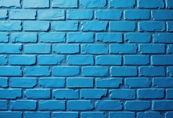 Obraz premium Elegant Blue Brick Wall: A Smooth Surface with Various Shades of Blue, Perfect for Backgrounds, Textures, and Serene Design Projects. 