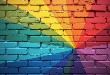 Fototapeta premium Elegant Rainbow Abstract Pattern: A Brick Wall Design with Smooth Surface, Perfect for Creating Vibrant Backgrounds and Artistic Visuals with Rainbow Colors. 