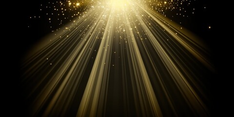 Abstract elegant wavy gold lines on black background with gold lighting effect sparkle. Template premium award design.