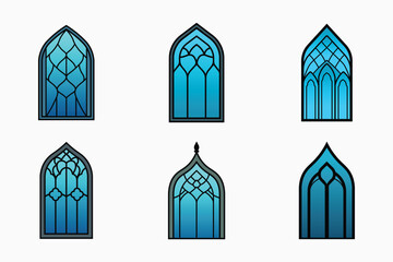 Colorful Islamic window Icon bundle set in flat isolated vector illustration pack for eid celebration