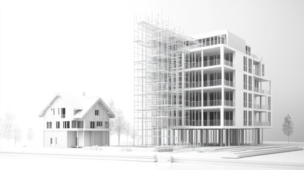 Fototapeta premium Modern apartment building construction, suburban house, site plan