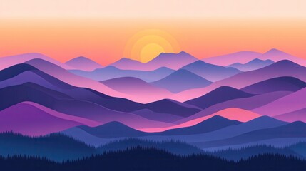 Fototapeta premium Soft Morning Light Over Vibrant Mountain Peaks