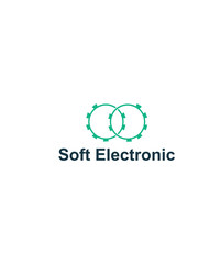 Digital electric tech logo, blue gear tech logo design