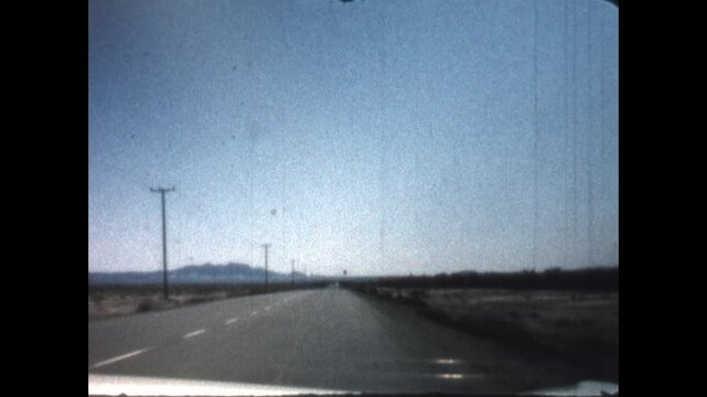 Route 66 in California 1963 - First person view from a car as it travels on the historic US Route 66 through Southern California in 1963.