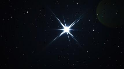 A bright star shines among smaller stars in space