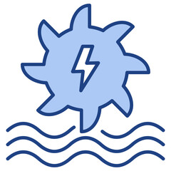 Hydropower Energy Blue Icon