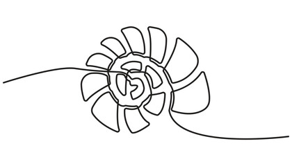 Continuous line drawing of open pearl shell. Simple illustration of shell with pearl outline vector illustration