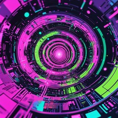 Obraz premium Abstract futuristic tunnel with vibrant colors in digital style 