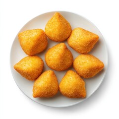 Coxinha on white plate in Brazilian style 8K resolution