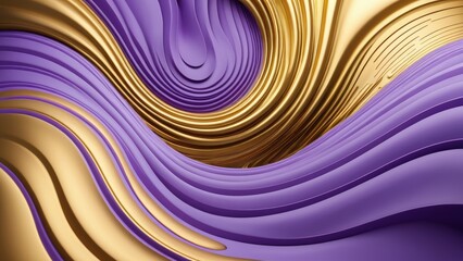 A stunning abstract art piece with purple and gold swirling together. The smooth, metallic texture enhances the fluid design, creating a modern and creative pattern filled with artistic energy.
