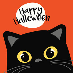 Illustration with a cat face and message happy halloween -vector eps8