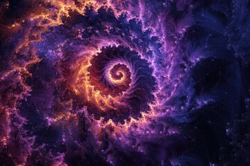 Abstract Cosmic Spiral Nebula Galaxy artwork swirling fiery orange purple and blue