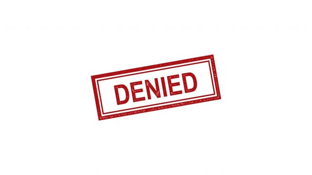 Rubber Ink stamp in red with Denied text animation, alpha channel ( transparent background )