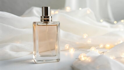 Perfume Bottle on Fabric with Lights