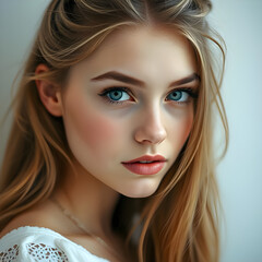 Fototapeta premium Stunning Young Woman Portraits – High-Quality, Attractive Female Images in Elegant, Casual, and Fantasy Styles