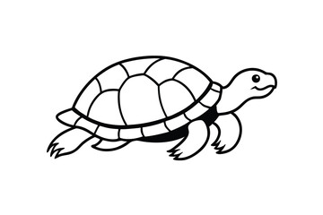 A happy cartoon turtle walking with its legs outstretched