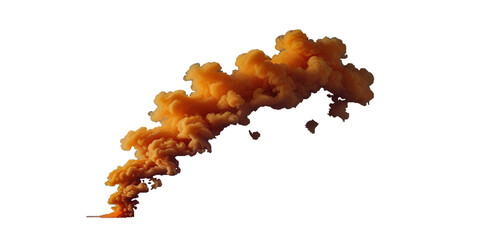 orange smoke plume isolated on transparent background. Image of colorful smoke plume and festive background