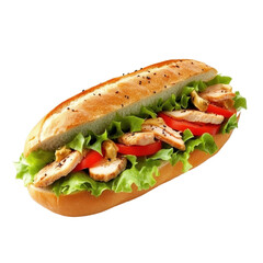 Freshly Made Sandwich with Lettuce and Tomatoes on a Baguette
