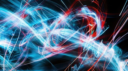 Abstract Light Trails Creating American Flag Pattern in Sky