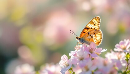 Obraz premium beautiful butterfly symbolizing spring and new beginning with soft pastel colors, spring charm enhancing natural beauty, spring design perfect for creative projects, spring innovation admired globally