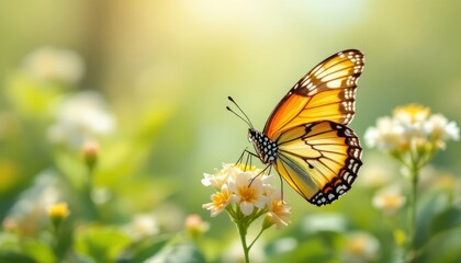 Fototapeta premium beautiful butterfly symbolizing spring and new beginning with soft pastel colors, spring charm enhancing natural beauty, spring design perfect for creative projects, spring innovation admired globally