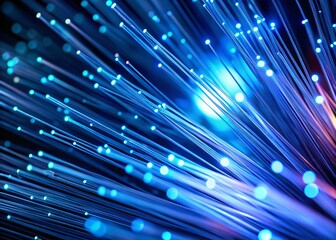 Vibrant Blue Neon Fiber Optics: Abstract Generative AI Art