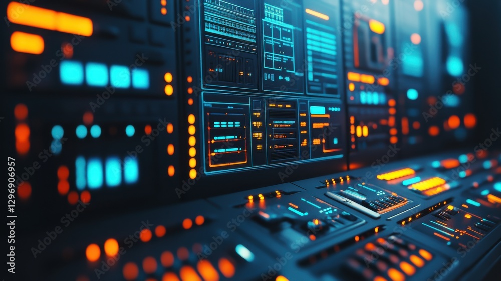 Poster abstract digital workflow control panel display