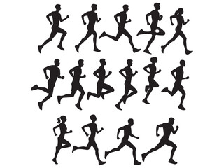 silhouettes of people running