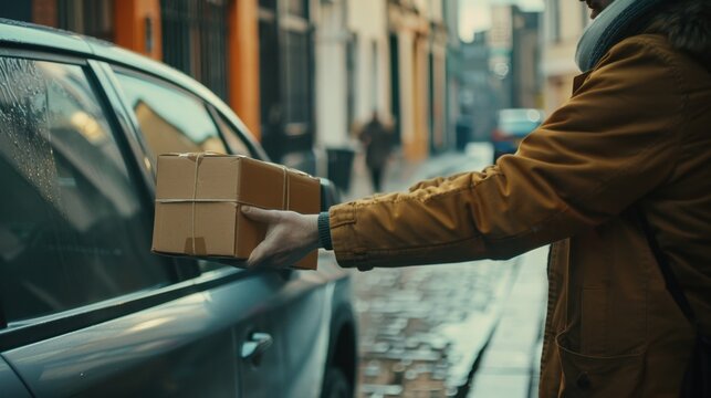 Package delivery from a vehicle with natural outdoor lighting