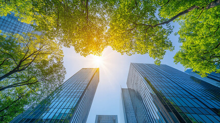 Incorporating trees into corporate architecture symbolizes a commitment to sustainability, enhancing the environment, reducing carbon footprint, and promoting employee well-being through natural eleme