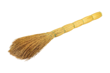 sorghum broom for sweeping the floor isolated from background