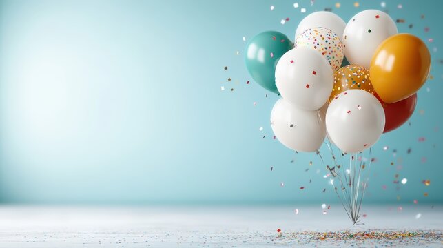 A delightful collection of colorful balloons set against a bright background, creating a fun and energetic vibe that is ideal for celebrating special moments.
