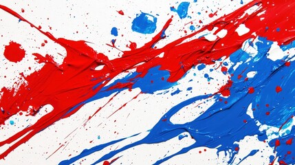 Abstract Paint Splashes in Red, Blue, and White Inspired Explosion