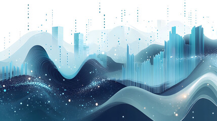 A stock market chart with a blue gradient background
