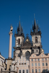 Fototapeta premium Gothic Church of the Mother of God before Tyn, popular tourist destination at the Old Town square in Prague, Czech Republic