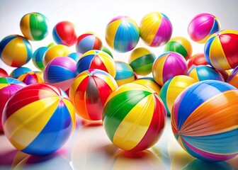 Vibrant Inflatable Beach Balls Long Exposure Photography - Summer Fun Stock Photo